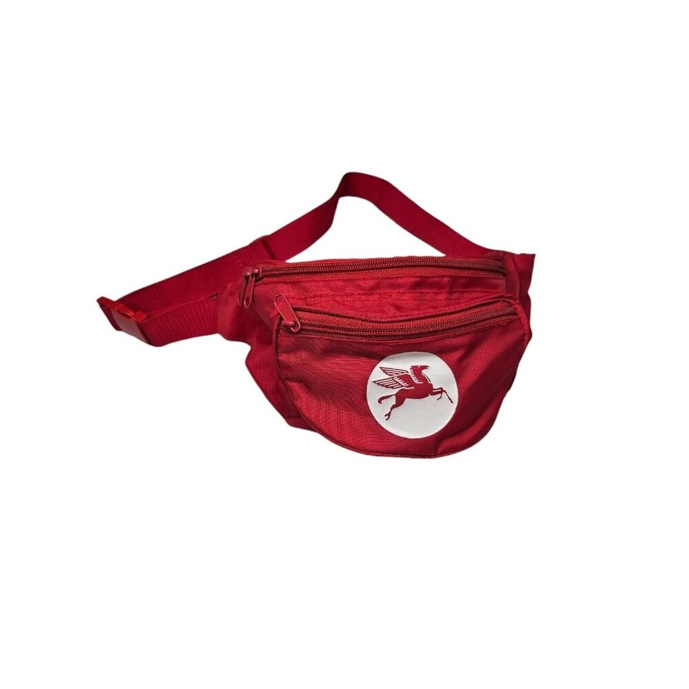 Vintage Mobil Oil Pegasus Fanny Pack Red Waist Bag Oil & Gas EUC